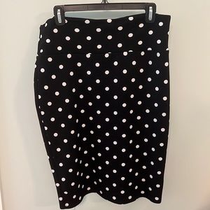 LuLaRoe Cassie skirt, L, black white polka dot EUC